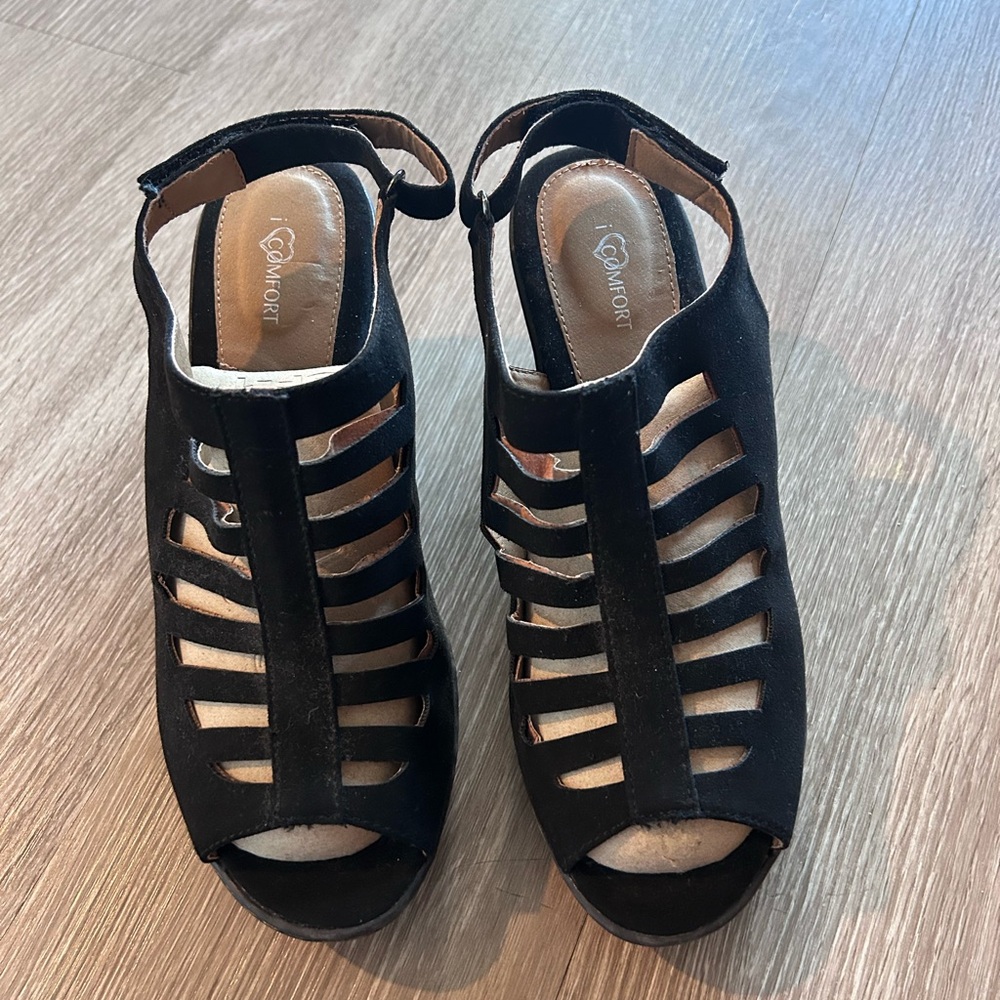 I Love Comfort Suri Caged Heeled Sandals Black 8